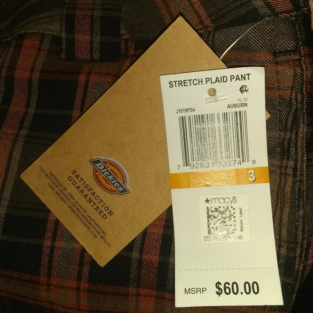 COPY - NWT Junior's Dickies Plaid Pants in Auburn - Picture 4 of 6